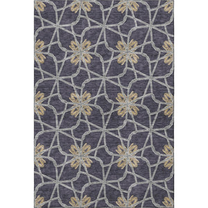HomeRoots 9' Charcoal Gold and Gray Geometric Washable Area Rug - Durable, UV Protected, Modern Style Furniture Accent 675923