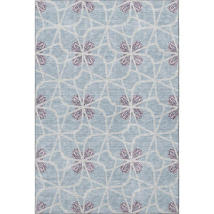 HomeRoots 5' X 8' Denim Blue Geometric Area Rug - Washable, UV-Protected, Perfect for Kids & Pets! 675926