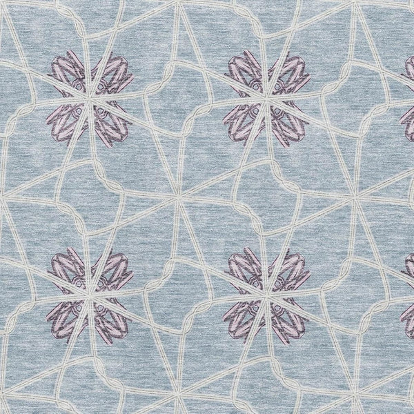 HomeRoots 8' X 10' Stylish Denim Blue Ivory Gray Geometric Washable Area Rug with UV Protection & Durability 675928