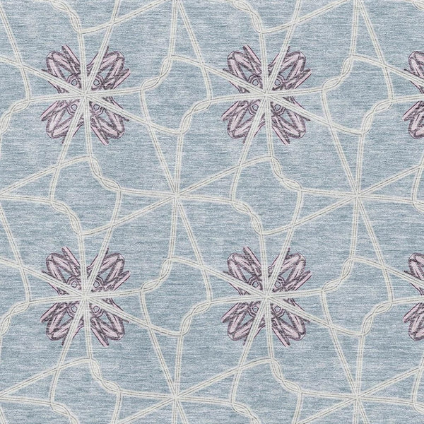 HomeRoots 9' X 12' Stylish Denim Blue, Ivory & Gray Geometric Area Rug - Washable, Durable & UV Protected! 675929