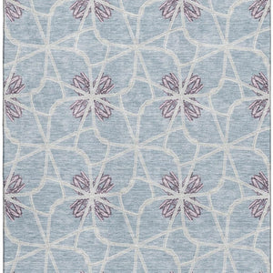 HomeRoots 10' X 14' Stylish Denim Blue Ivory Gray Geometric Area Rug - Durable, Washable & UV Resistant Decor 675930