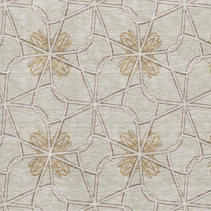 HomeRoots 5' X 8' Ivory Gold Beige Geometric Area Rug - Washable, UV Protected, Stain-Resistant & Stylish 675932