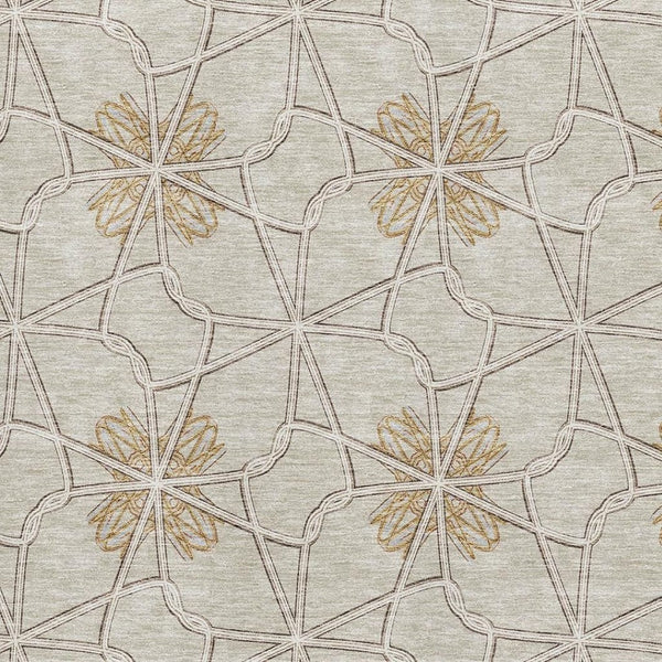 HomeRoots 5' X 8' Ivory Gold Beige Geometric Area Rug - Washable, UV Protected, Stain-Resistant & Stylish 675932