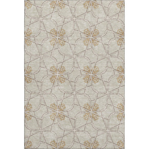 HomeRoots 9' X 12' Geometric Ivory Gold Beige Area Rug - Washable, Durable, UV Protected for High-Traffic Spaces 675935