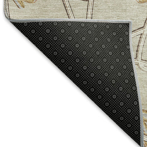 HomeRoots 9' X 12' Geometric Ivory Gold Beige Area Rug - Washable, Durable, UV Protected for High-Traffic Spaces 675935