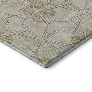 HomeRoots 9' X 12' Geometric Ivory Gold Beige Area Rug - Washable, Durable, UV Protected for High-Traffic Spaces 675935