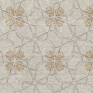 HomeRoots 9' X 12' Geometric Ivory Gold Beige Area Rug - Washable, Durable, UV Protected for High-Traffic Spaces 675935
