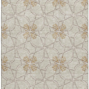 HomeRoots 9' X 12' Geometric Ivory Gold Beige Area Rug - Washable, Durable, UV Protected for High-Traffic Spaces 675935