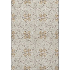 HomeRoots 10' Stylish Ivory Gold & Beige Geometric Washable Area Rug with UV Protection for Modern Homes 675936