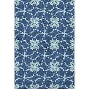 HomeRoots 5' X 8' Navy Blue Geometric Washable Area Rug – Durable, Stylish & UV-Protected for Busy Homes 675938