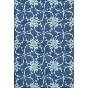HomeRoots 8' X 10' Stylish Navy Blue, Ivory & Gray Geometric Washable Area Rug with UV Protection & Durability 675940
