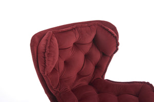 English Elm Set of 2 Red Velvet Bar Stools with 360° Swivel, Height Adjustable Gas Lift, Powder Base & Footrest, Easy Assemble, Modern Counter Seating (Adjustable) W1249P253957