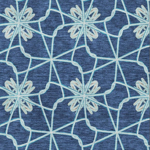HomeRoots 10' X 14' Navy Blue Geometric Area Rug - Washable, UV Protected, Durable Design for Busy Homes 675942