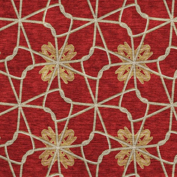 HomeRoots 5' X 8' Rust Beige and Gold Geometric Area Rug – Washable, UV Protected, and Pet-Friendly Style! 675944