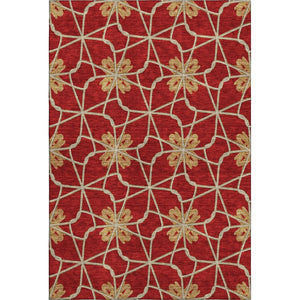 HomeRoots 8' X 10' Stylish Rust Beige & Gold Geometric Washable Area Rug with UV Protection for Homes 675946