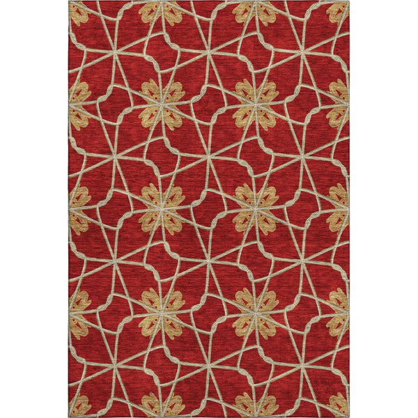 HomeRoots 8' X 10' Stylish Rust Beige & Gold Geometric Washable Area Rug with UV Protection for Homes 675946