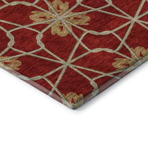 HomeRoots 8' X 10' Stylish Rust Beige & Gold Geometric Washable Area Rug with UV Protection for Homes 675946