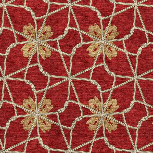 HomeRoots 8' X 10' Stylish Rust Beige & Gold Geometric Washable Area Rug with UV Protection for Homes 675946