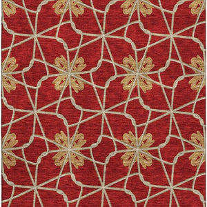 HomeRoots 8' X 10' Stylish Rust Beige & Gold Geometric Washable Area Rug with UV Protection for Homes 675946