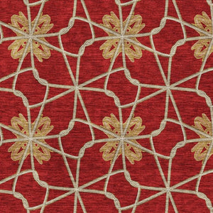 HomeRoots 9' X 12' Geometric Area Rug in Rust, Beige & Gold - Washable, UV-Protected for High-Traffic Spaces 675947