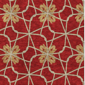 HomeRoots 10' X 14' Stylish Rust Beige Gold Geometric Area Rug - UV Protected, Washable, Perfect for Any Room! 675948