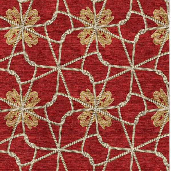 HomeRoots 10' X 14' Stylish Rust Beige Gold Geometric Area Rug - UV Protected, Washable, Perfect for Any Room! 675948