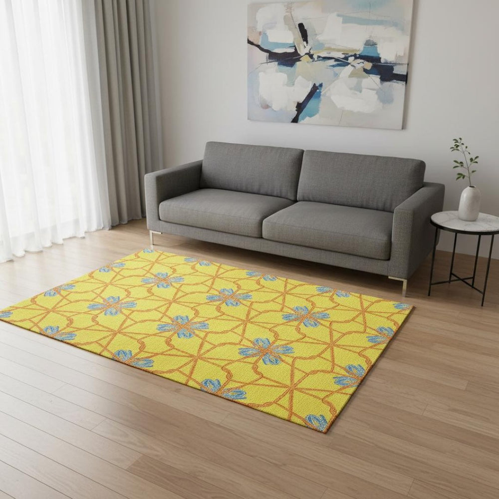 HomeRoots 5' X 8' Vibrant Geometric Area Rug with UV Protection - Durable, Stain-Resistant, Soft & Stylish! 675950