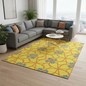 HomeRoots 8' X 10' Vibrant Geometric Area Rug - Washable, Stain-Resistant, UV Protected for Busy Homes 675952