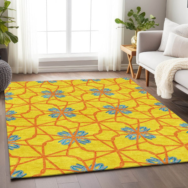 HomeRoots 8' X 10' Vibrant Geometric Area Rug - Washable, Stain-Resistant, UV Protected for Busy Homes 675952