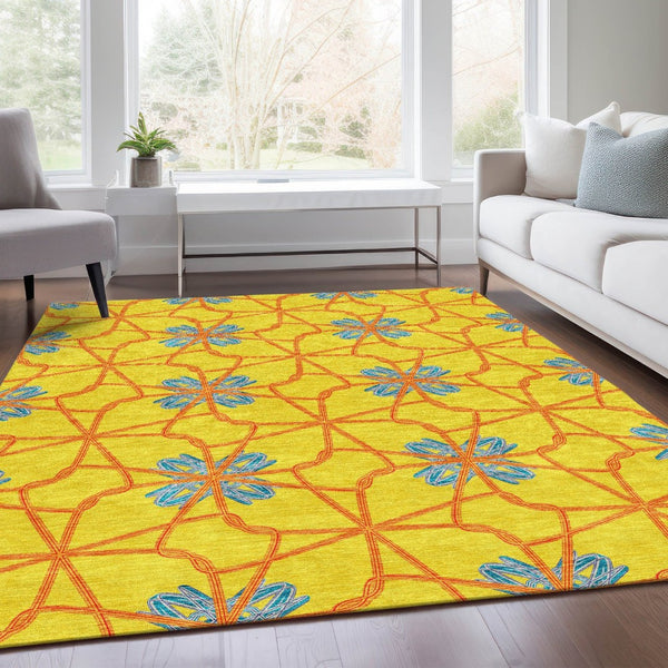HomeRoots 8' X 10' Vibrant Geometric Area Rug - Washable, Stain-Resistant, UV Protected for Busy Homes 675952