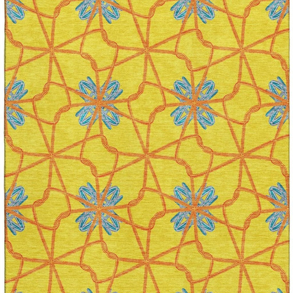 HomeRoots 8' X 10' Vibrant Geometric Area Rug - Washable, Stain-Resistant, UV Protected for Busy Homes 675952