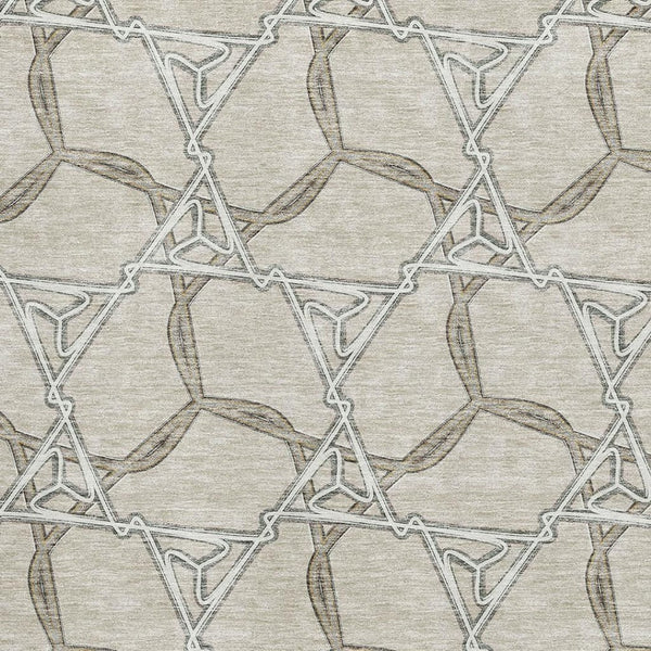 HomeRoots 5' X 8' Beige Ivory Taupe Geometric Washable Area Rug - Stylish, Durable, UV Protected for Homes 675956