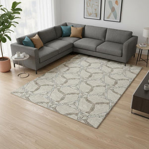 HomeRoots 8' X 10' Washable Area Rug in Beige, Ivory, Taupe – Stylish, Durable, Stain-Resistant, UV Protected! 675958