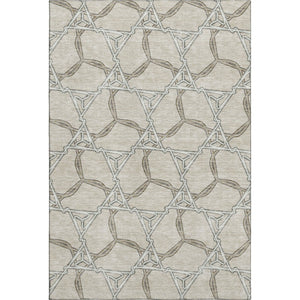 HomeRoots 9' X 12' Beige Ivory Taupe Geometric Washable Area Rug – Stain-Resistant, UV Protected, Modern Elegance 675959