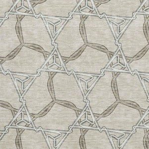 HomeRoots 9' X 12' Beige Ivory Taupe Geometric Washable Area Rug – Stain-Resistant, UV Protected, Modern Elegance 675959