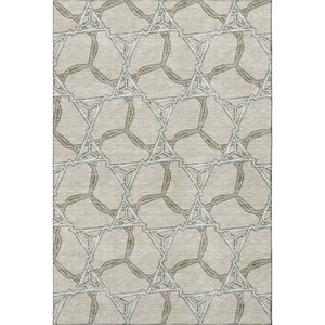 HomeRoots 10' X 14' Beige Ivory Taupe Geometric Area Rug - Washable, UV Protected, Ideal for Homes with Kids & Pets 675960