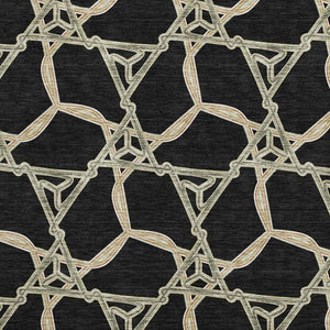 HomeRoots 8' X 10' Modern Geometric Washable Area Rug in Black, Beige & Ivory - Durable, Stain-Resistant Design 675964