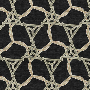 HomeRoots 9' X 12' Geometric Area Rug in Black, Beige & Ivory - Washable, Stain Resistant & UV Protected! 675965