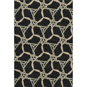HomeRoots 10' Geometric Washable Area Rug in Black, Beige & Ivory – Stain Resistant, UV Protected & Stylish 675966