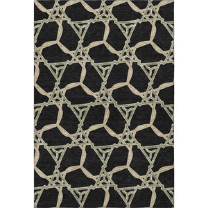 HomeRoots 10' Geometric Washable Area Rug in Black, Beige & Ivory – Stain Resistant, UV Protected & Stylish 675966