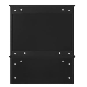 English Elm 4-in-1 Wall Mounted Bathroom Cabinet with Mirror Drawers and Towel Hooks Vanity Black N710P405416B