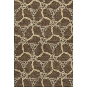 HomeRoots 8' X 10' Brown and Beige Geometric Washable Area Rug - Durable, Stain-Resistant with UV Protection! 675970