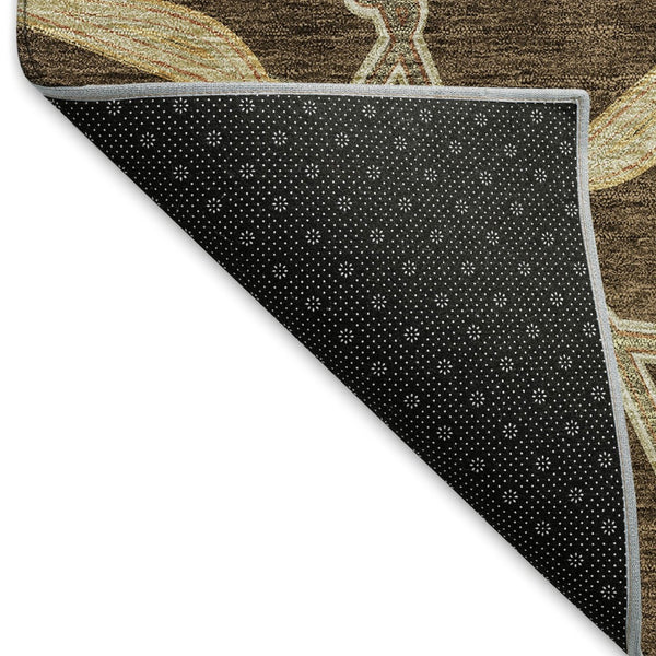 HomeRoots 8' X 10' Brown and Beige Geometric Washable Area Rug - Durable, Stain-Resistant with UV Protection! 675970