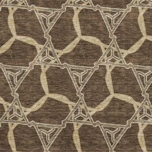 HomeRoots 8' X 10' Brown and Beige Geometric Washable Area Rug - Durable, Stain-Resistant with UV Protection! 675970