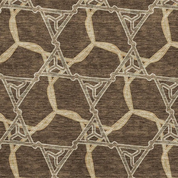 HomeRoots 8' X 10' Brown and Beige Geometric Washable Area Rug - Durable, Stain-Resistant with UV Protection! 675970