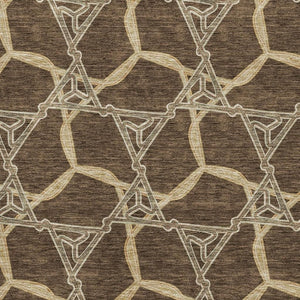 HomeRoots 9' x 12' Stylish Brown and Beige Geometric Area Rug - Washable, UV Protected, Durable for High-Traffic Spaces 675971