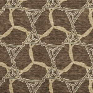 HomeRoots 10' Geometric Brown & Beige Washable Area Rug – Durable, Stain-Resistant, UV Protected Design! 675972