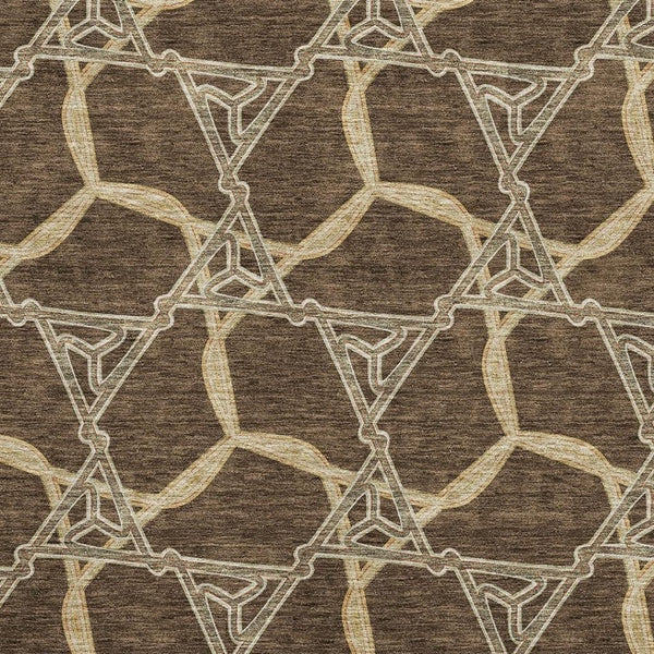 HomeRoots 10' Geometric Brown & Beige Washable Area Rug – Durable, Stain-Resistant, UV Protected Design! 675972