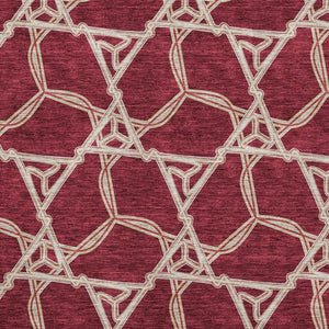 HomeRoots 5' X 8' Burgundy and Gray Geometric Area Rug – Stain Resistant, UV Protected, Easy-Care Design! 675974
