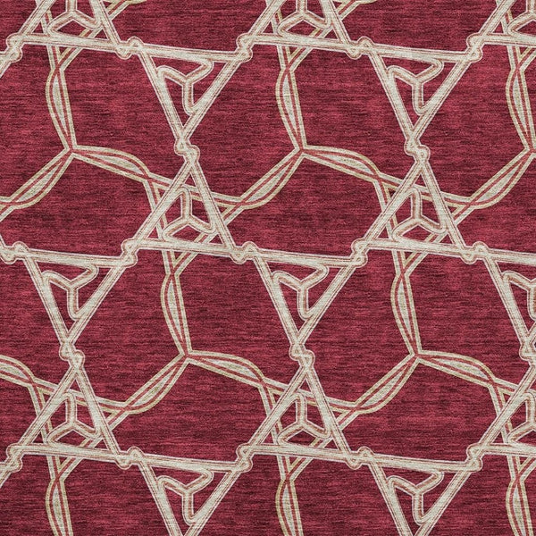 HomeRoots 5' X 8' Burgundy and Gray Geometric Area Rug – Stain Resistant, UV Protected, Easy-Care Design! 675974
